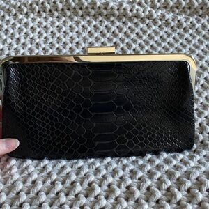 HOBO Brown Textured Clutch with Gold Frame